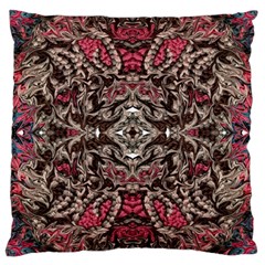 Pink Brown Liquify Repeats Iii Large Cushion Case (two Sides) by kaleidomarblingart