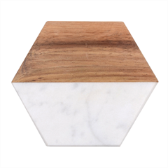 Abstract Knot Geometric Tile Pattern Marble Wood Coaster (hexagon)  by GardenOfOphir