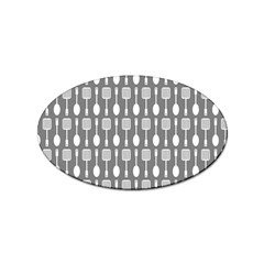 Gray And White Kitchen Utensils Pattern Sticker (oval)