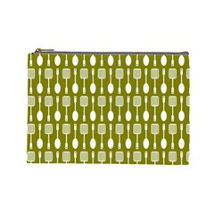 Olive Green Spatula Spoon Pattern Cosmetic Bag (large) by GardenOfOphir