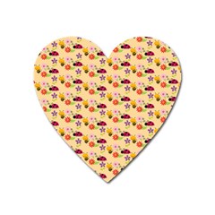 Colorful Ladybug Bess And Flowers Pattern Heart Magnet by GardenOfOphir
