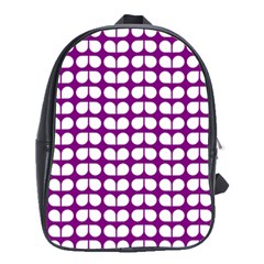 Purple And White Leaf Pattern School Bag (large) by GardenOfOphir