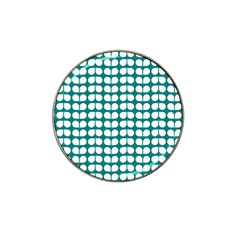 Teal And White Leaf Pattern Hat Clip Ball Marker (10 Pack) by GardenOfOphir