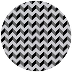 Modern Retro Chevron Patchwork Pattern Wooden Puzzle Round by GardenOfOphir