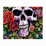 Sugar Skull With Flowers - Day Of The Dead Small Glasses Cloth Front