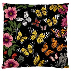 Flowers Butterfly Blooms Flowering Spring Large Premium Plush Fleece Cushion Case (one Side) by Jancukart