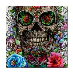 Retro Floral Skull Face Towel by GardenOfOphir