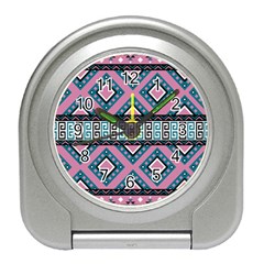 Pink Pattern Design Vintage Travel Alarm Clock