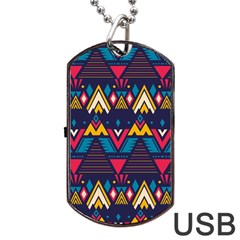 Pattern Colorful Aztec Dog Tag Usb Flash (one Side)