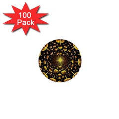 Mushroom Fungus Gold Psychedelic 1  Mini Buttons (100 Pack) 