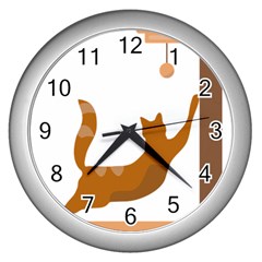 Animal Cat Pet Feline Mammal Wall Clock (silver) by Semog4