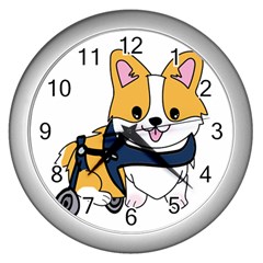 Puppy Cartoon Corgi Wall Clock (silver) by Semog4