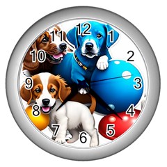 Cute Dog Dogs Animal Pet Wall Clock (silver) by Semog4
