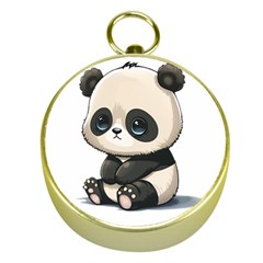 Cute Panda Bear Animal Cartoon Gold Compasses by Semog4