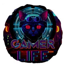 Gamer Life Large 18  Premium Flano Round Cushions by minxprints