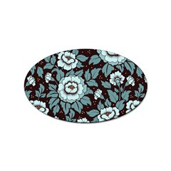 Vintage Floral Pattern Blue Damask Pattern Blue Vintage Sticker Oval (10 Pack) by Semog4