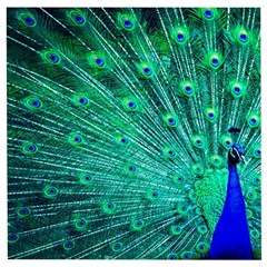 Green And Blue Peafowl Peacock Animal Color Brightly Colored Wooden Puzzle Square by Semog4