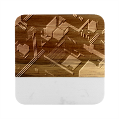 Minimalist Abstract Shaping Abstract Digital Art Minimalism Marble Wood Coaster (square) by Semog4