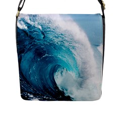 Tsunami Big Blue Wave Ocean Waves Water Flap Closure Messenger Bag (l) by Semog4