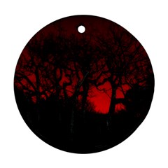 Dark Forest Jungle Plant Black Red Tree Ornament (round) by Semog4