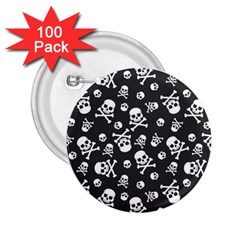 Skull Crossbones Seamless Pattern Holiday-halloween-wallpaper Wrapping Packing Backdrop 2 25  Buttons (100 Pack)  by Ravend