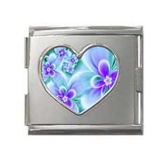 Abstract Flowers Flower Abstract Mega Link Heart Italian Charm (18mm) by Jancukart