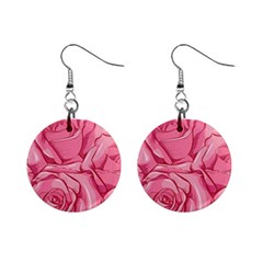 Pink Roses Pattern Floral Patterns Mini Button Earrings