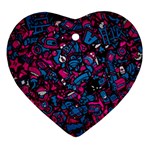 Grafitti Graffiti Abstract Artwork Digital Heart Ornament (Two Sides)