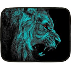 Angry Male Lion Predator Carnivore Two Sides Fleece Blanket (mini) by Semog4