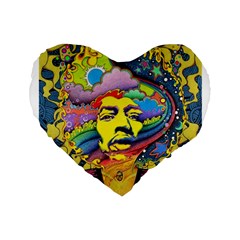 Psychedelic Rock Jimi Hendrix Standard 16  Premium Heart Shape Cushions by Semog4