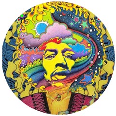 Psychedelic Rock Jimi Hendrix Wooden Puzzle Round by Semog4