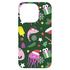 Colorful Funny Christmas Pattern Iphone 14 Pro Black Uv Print Case by Semog4