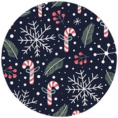 Holiday Seamless Pattern With Christmas Candies Snoflakes Fir Branches Berries Wooden Puzzle Round by Semog4