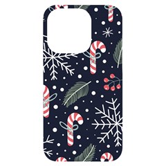 Holiday Seamless Pattern With Christmas Candies Snoflakes Fir Branches Berries Iphone 14 Pro Black Uv Print Case by Semog4