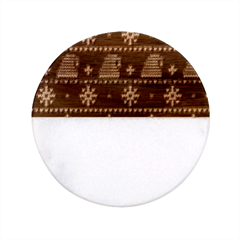 Beautiful Knitted Christmas Pattern Classic Marble Wood Coaster (round)  by Semog4