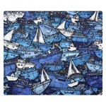 Boat Ship Background Pattern Two Sides Premium Plush Fleece Blanket (Small) 50 x40  Blanket Back