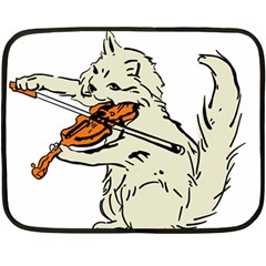 Cat Playing The Violin Art Two Sides Fleece Blanket (mini) by oldshool