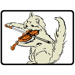 Cat Playing The Violin Art Fleece Blanket (large) by oldshool