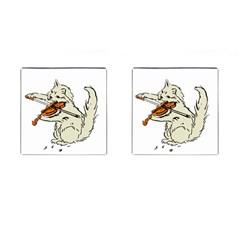 Cat Playing The Violin Art Cufflinks (square)