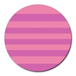 Pink Stripes Striped Design Pattern Round Mousepad