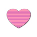 Pink Stripes Striped Design Pattern Rubber Heart Coaster (4 pack)