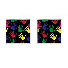 Handprints-hand-print-colourful Cufflinks (square) by Semog4