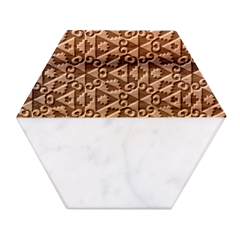 Geometric-tile-background Marble Wood Coaster (hexagon)  by Semog4