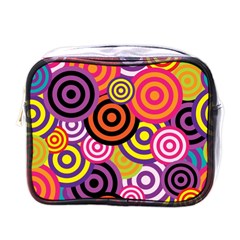 Abstract-circles-background-retro Mini Toiletries Bag (one Side) by Semog4