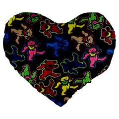 Grateful Dead Pattern Large 19  Premium Heart Shape Cushions by Semog4