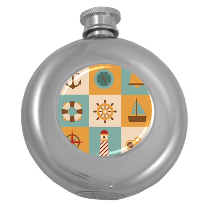 Nautical Elements Collection Round Hip Flask (5 oz)