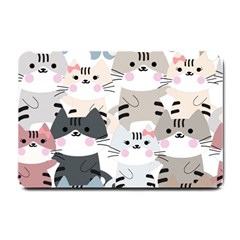 Cute Cat Couple Seamless Pattern Cartoon Small Doormat by Semog4
