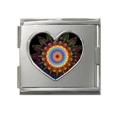 Colorful Prismatic Chromatic Mega Link Heart Italian Charm (18mm)