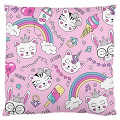 Beautiful Cute Animals Pattern Pink Standard Premium Plush Fleece Cushion Case (two Sides) by Semog4