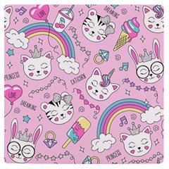 Beautiful Cute Animals Pattern Pink Uv Print Square Tile Coaster  by Semog4